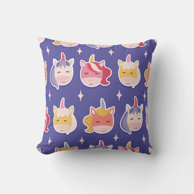 Whimsical Unicorn Heads Cushion (Front)