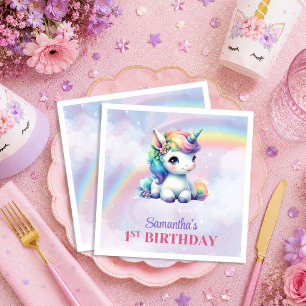 Whimsical Unicorn Magical Day Girl Birthday Napkin
