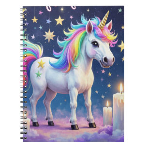 Whimsical unicorn notebook with rainbow stars