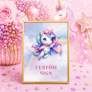 Whimsical Unicorn Pastel Colours Birthday Custom S Poster