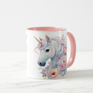 Whimsical Unicorn Pastel Floral Accents Mug