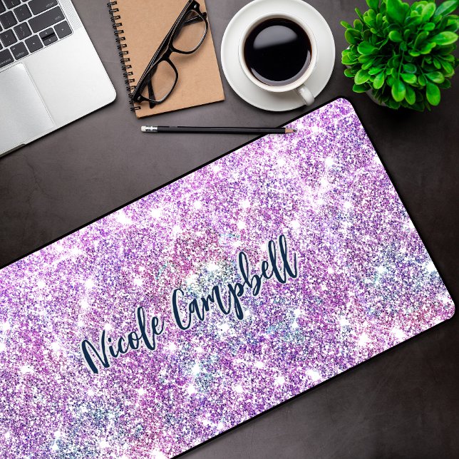 Whimsical unicorn purple glitter desk mat (Creator Uploaded)