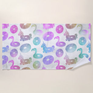 Whimsical Unicorn & Serpent Splash Beach Towel