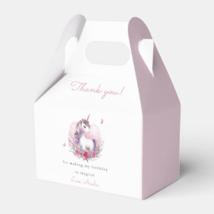 Whimsical Unicorn Watercolor Pink Birthday Favour Box