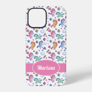 Whimsical Unicorns and Bright Pretty Flowers iPhone 12 Pro Case