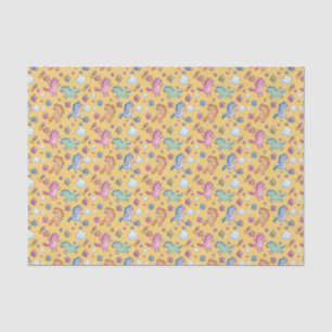 Whimsical Unicorns and Bright Pretty Flowers Tissue Paper