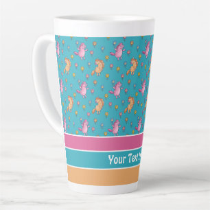 Whimsical Unicorns and Pretty Flowers Pattern Latte Mug