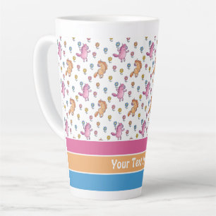 Whimsical Unicorns and Pretty Flowers Pattern Latte Mug
