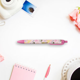 Whimsical Unicorns and Rainbows Monogram Black Ink Pen