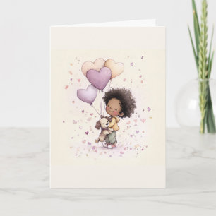 Whimsical Valentine Greeting Card – Watercolor