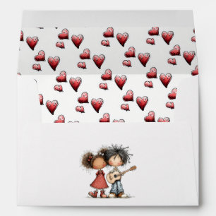 Whimsical Valentine Kids Illustration Envelope