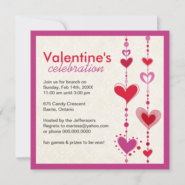 Whimsical Valentine's Day Party Invitation (Front)