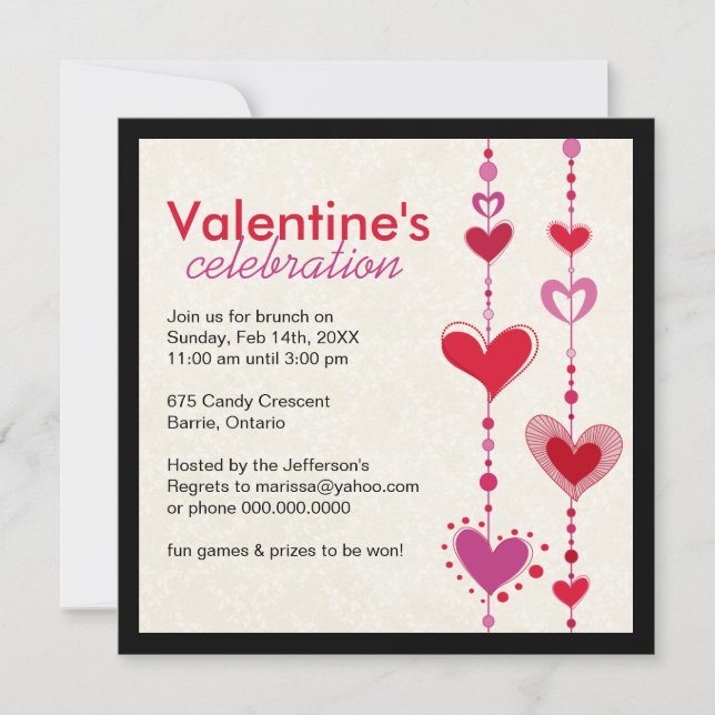 Whimsical Valentine's Day Party Invitation (Front)