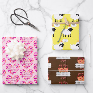Whimsical Valentines Day Wrapping Paper Sheet