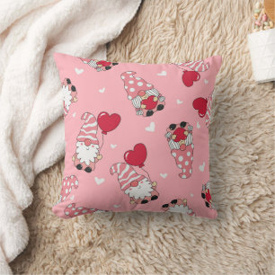 Whimsical Valentine's Gnomes with Hearts Cushion