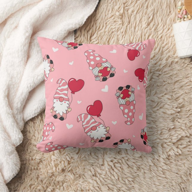Whimsical Valentine's Gnomes with Hearts Cushion (Blanket)