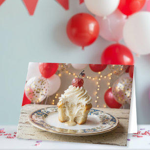 Whimsical Vanilla Cupcake Aunt's Birthday Card