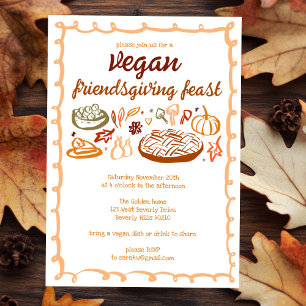 Whimsical VEGAN Thanksgiving Friendsgiving CUSTOM  Invitation