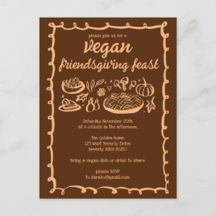 Whimsical VEGAN Thanksgiving Friendsgiving CUSTOM  Postcard