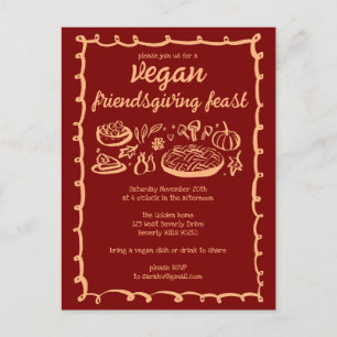Whimsical VEGAN Thanksgiving Friendsgiving CUSTOM  Postcard
