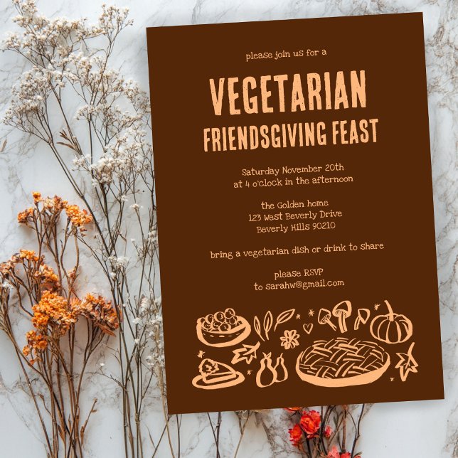 Whimsical VEGETARIAN Thanksgiving Friendsgiving Invitation (Whimsical VEGETARIAN VEGAN Thanksgiving Friendsgiving Invitation
)
