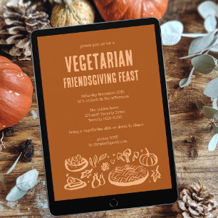 Whimsical VEGETARIAN Thanksgiving Friendsgiving Invitation