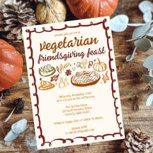 Whimsical VEGETARIAN Thanksgiving Friendsgiving Invitation