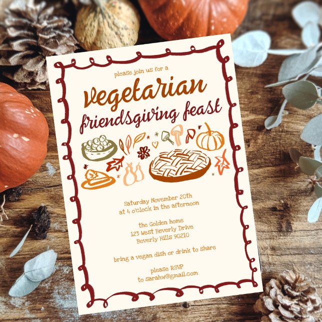 Whimsical VEGETARIAN Thanksgiving Friendsgiving Invitation (Whimsical VEGETARIAN VEGAN Thanksgiving Friendsgiving Invitation
)