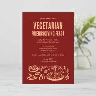 Whimsical VEGETARIAN Thanksgiving Friendsgiving Invitation
