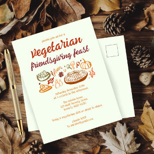 Whimsical VEGETARIAN Thanksgiving Friendsgiving Postcard
