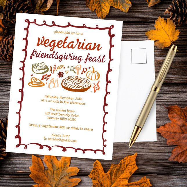 Whimsical VEGETARIAN Thanksgiving Friendsgiving Postcard (Whimsical VEGETARIAN Thanksgiving Friendsgiving Postcard
)