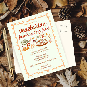 Whimsical VEGETARIAN Thanksgiving Friendsgiving Postcard