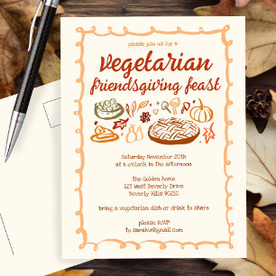 Whimsical VEGETARIAN Thanksgiving Friendsgiving Postcard