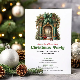 Whimsical Victorian Christmas fireplace party  Invitation