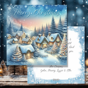 Whimsical Village Personalised Christmas Holiday Card
