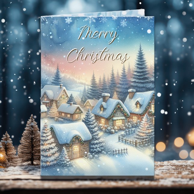 Whimsical Village Personalised Christmas Holiday Card (Creator Uploaded)