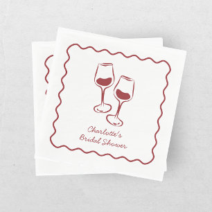 Whimsical Vino Before Vows Burgundy Bridal Shower Napkin