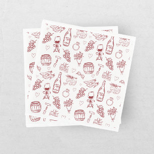 Whimsical Vino Before Vows Burgundy Bridal Shower Napkin