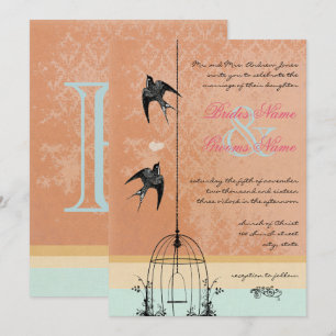 Whimsical Vintage Bird Cage Wedding Invitations