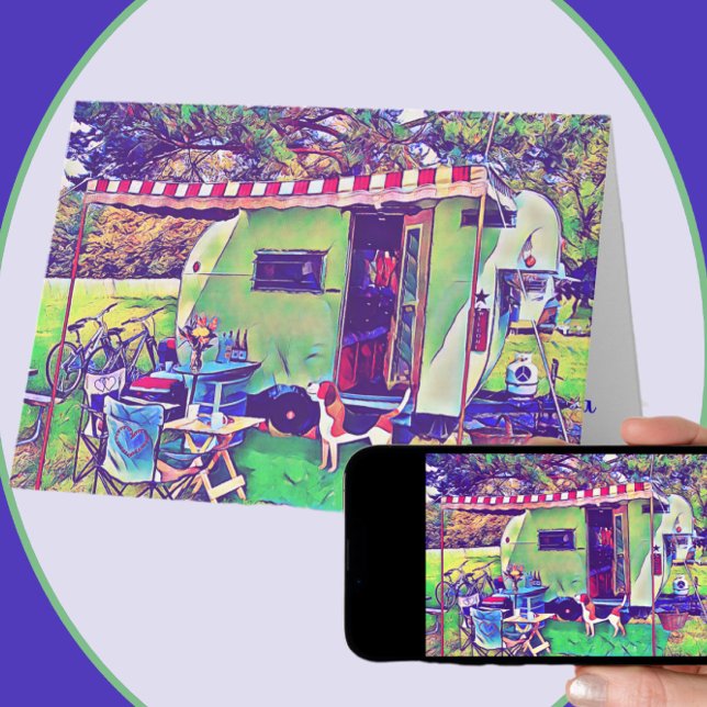 Whimsical Vintage Camper Trailer Happy Retirement  Card (Creator Uploaded)