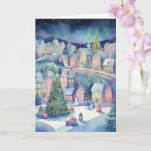 Whimsical Vintage Christmas City Storybook Card