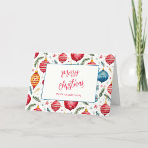 Whimsical Vintage Christmas Ornaments Holiday Card