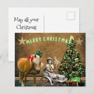 Whimsical Vintage Christmas Wishes Postcard