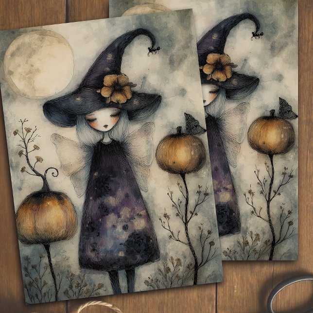Whimsical Vintage Dreamy Witch Halloween Decoupage Tissue Paper (Creator Uploaded)