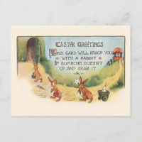 Whimsical Vintage Easter Bunnies and Greeting
