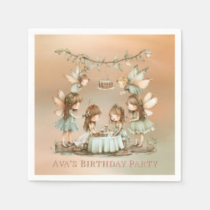Whimsical Vintage Fairies Girl Birthday Party Napkin
