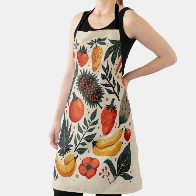 Whimsical Vintage Garden Harvest Floral Apron (Insitu)