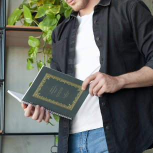 Whimsical Vintage Gold Teal Green Book Cover Planner