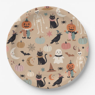 Whimsical Vintage Halloween Party Paper Plate