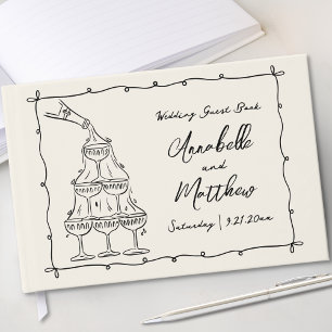 Whimsical Vintage Hand Drawn Wedding Guest Book